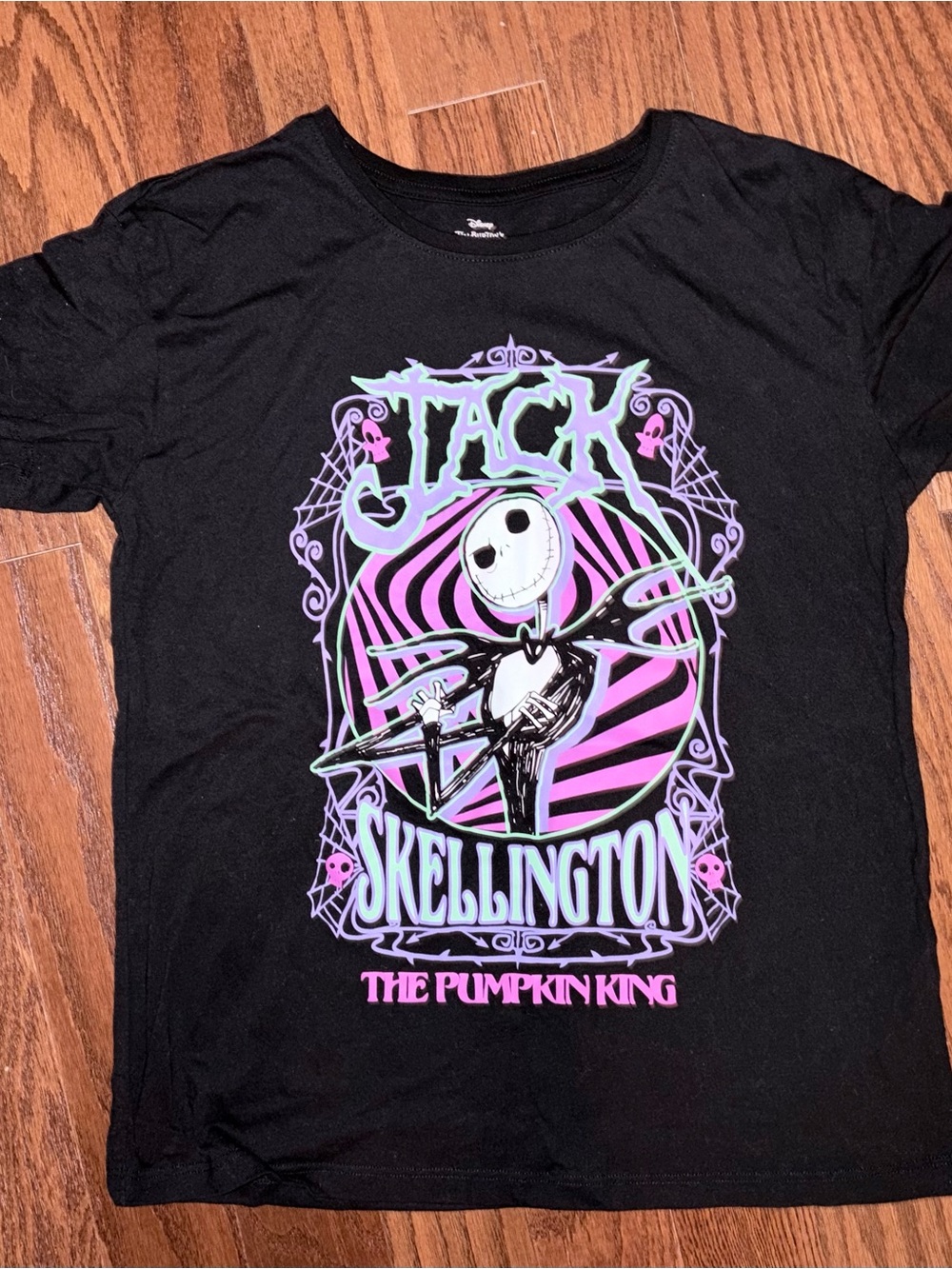 Disney Jack Skellington Black Tee with Purple & Teal Graphic